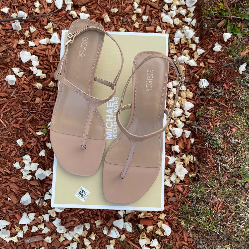 Michael Kors Tasha Leather Slingback Thong Sandal